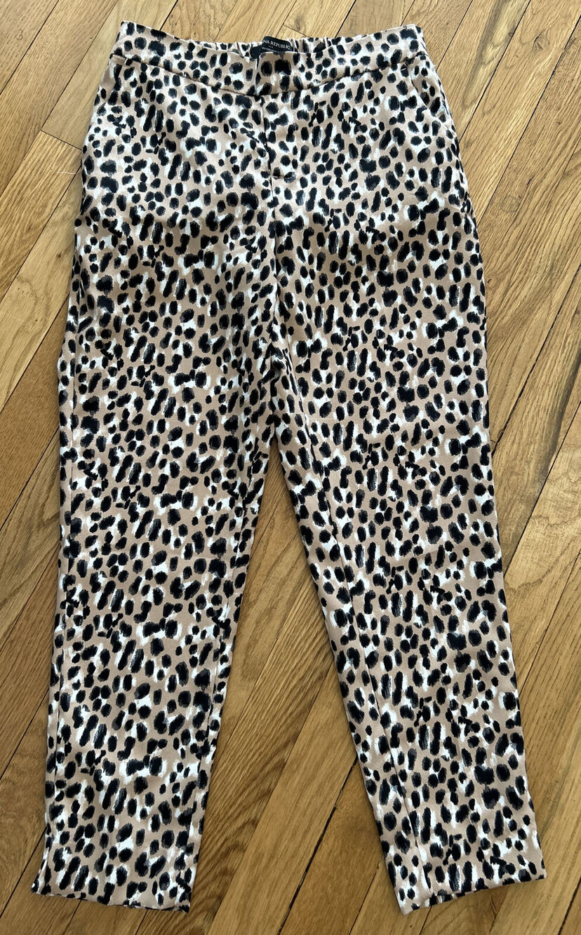 womens BANANA REPUBLIC animal print HAYDEN pants sz 2P 2 petite *B6
